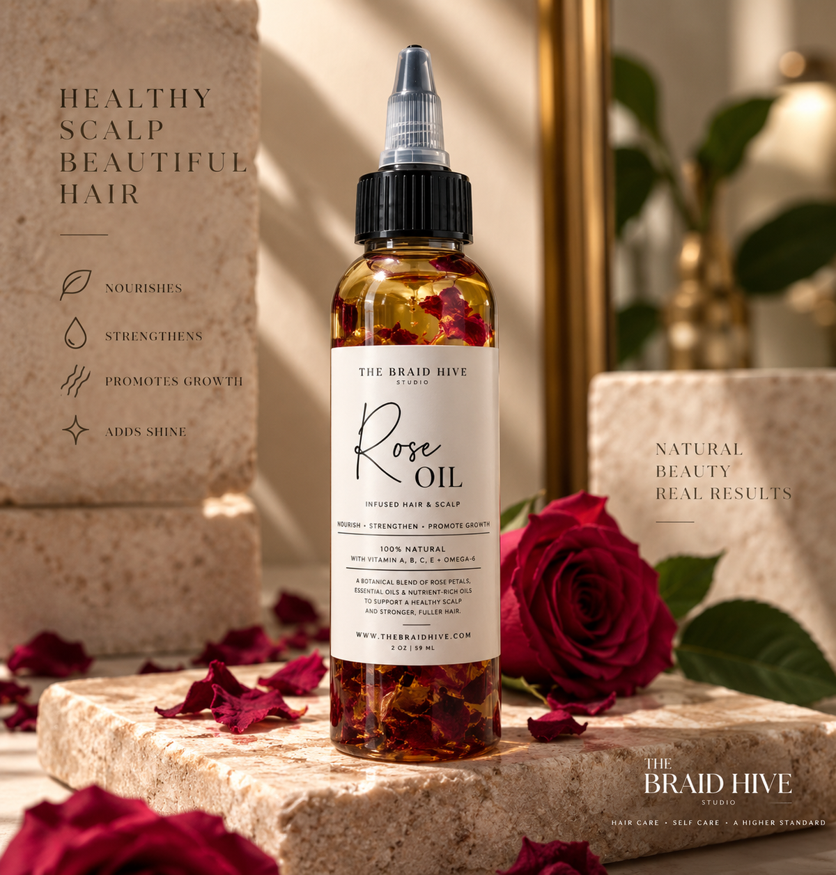 Rose Oil | Hair + Scalp Nourishing Oil